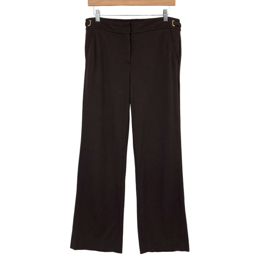 St. John Womens Pants 10 Brown Stretch Dress Slacks Career Wide Leg Designer